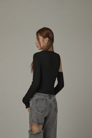 One Shoulder Slim Long Sleeve Top