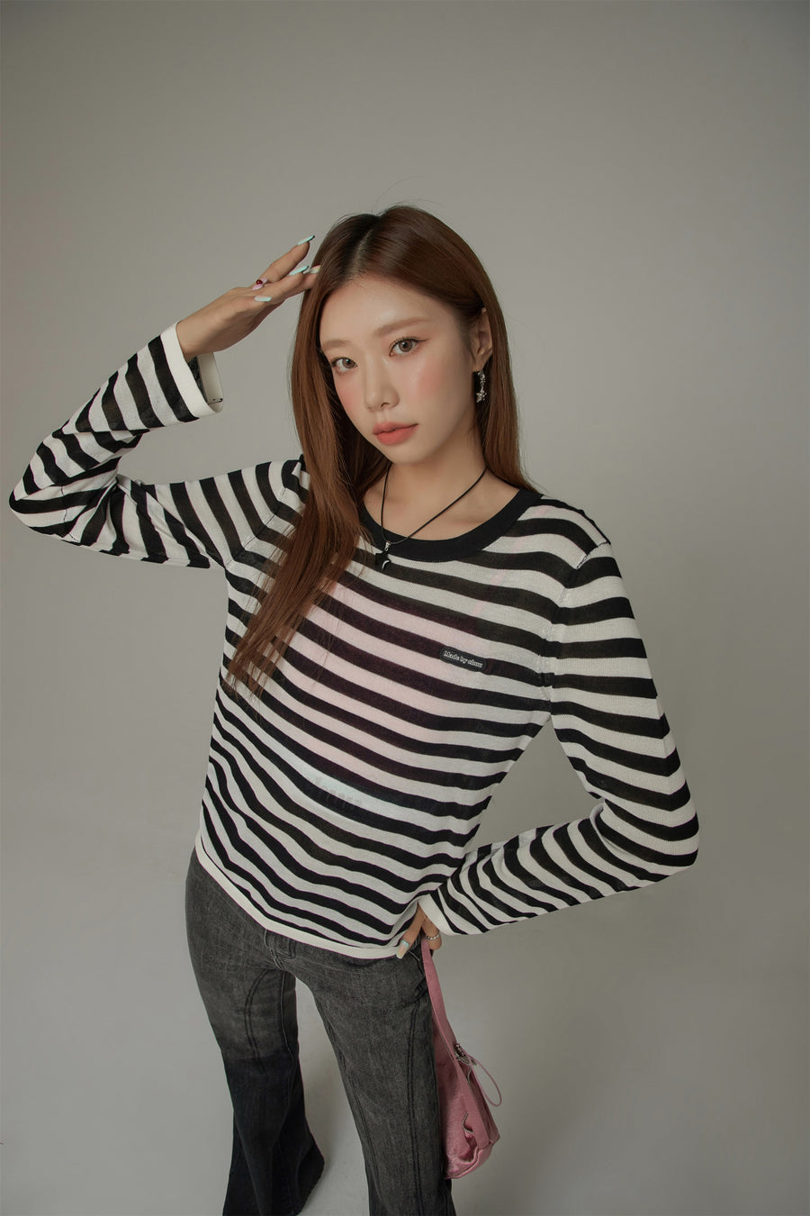 CHUU Stripe Knit Long Sleeve Top