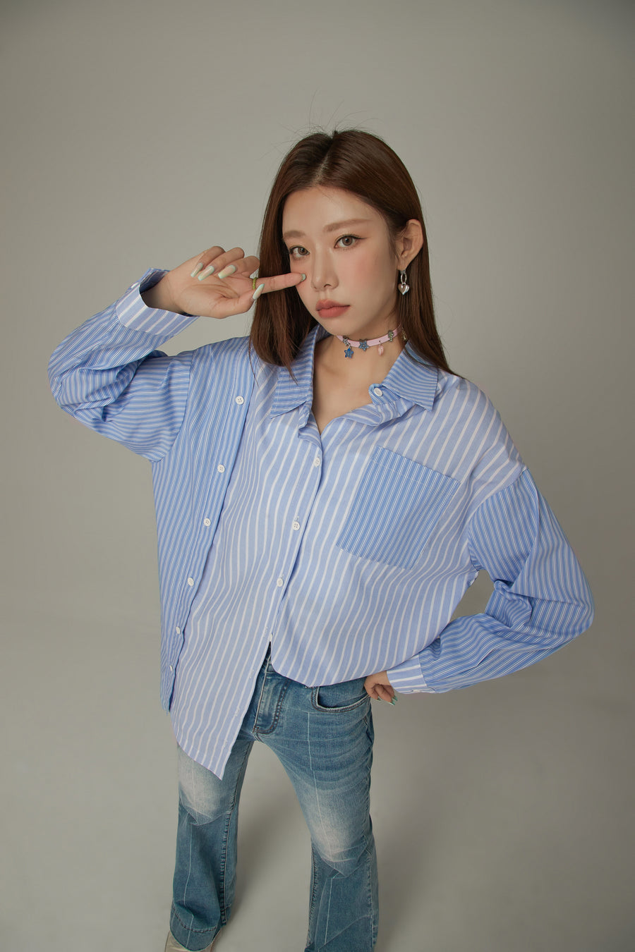 CHUU Striped Pocket Loosefit Shirt