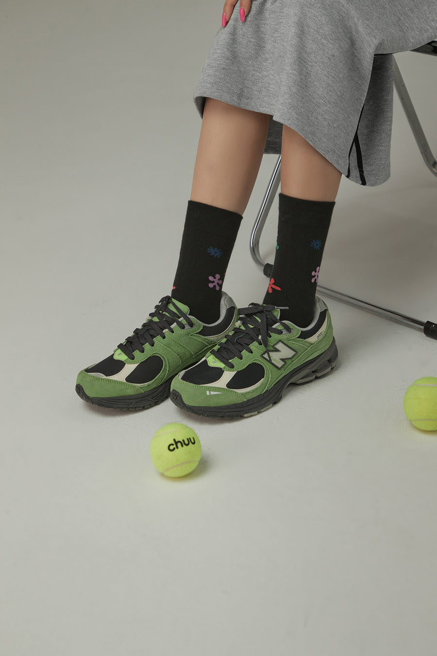 CHUU Flower Power Jacquard High Socks