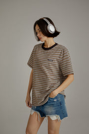 Colorblocked Striped Short Sleeve T-Shirt