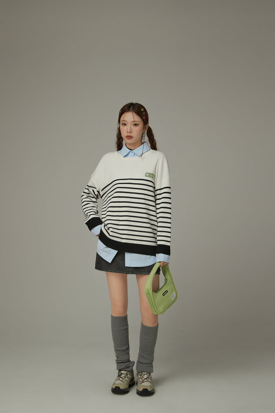 CHUU Stripe Long Sleeve Knit Sweater