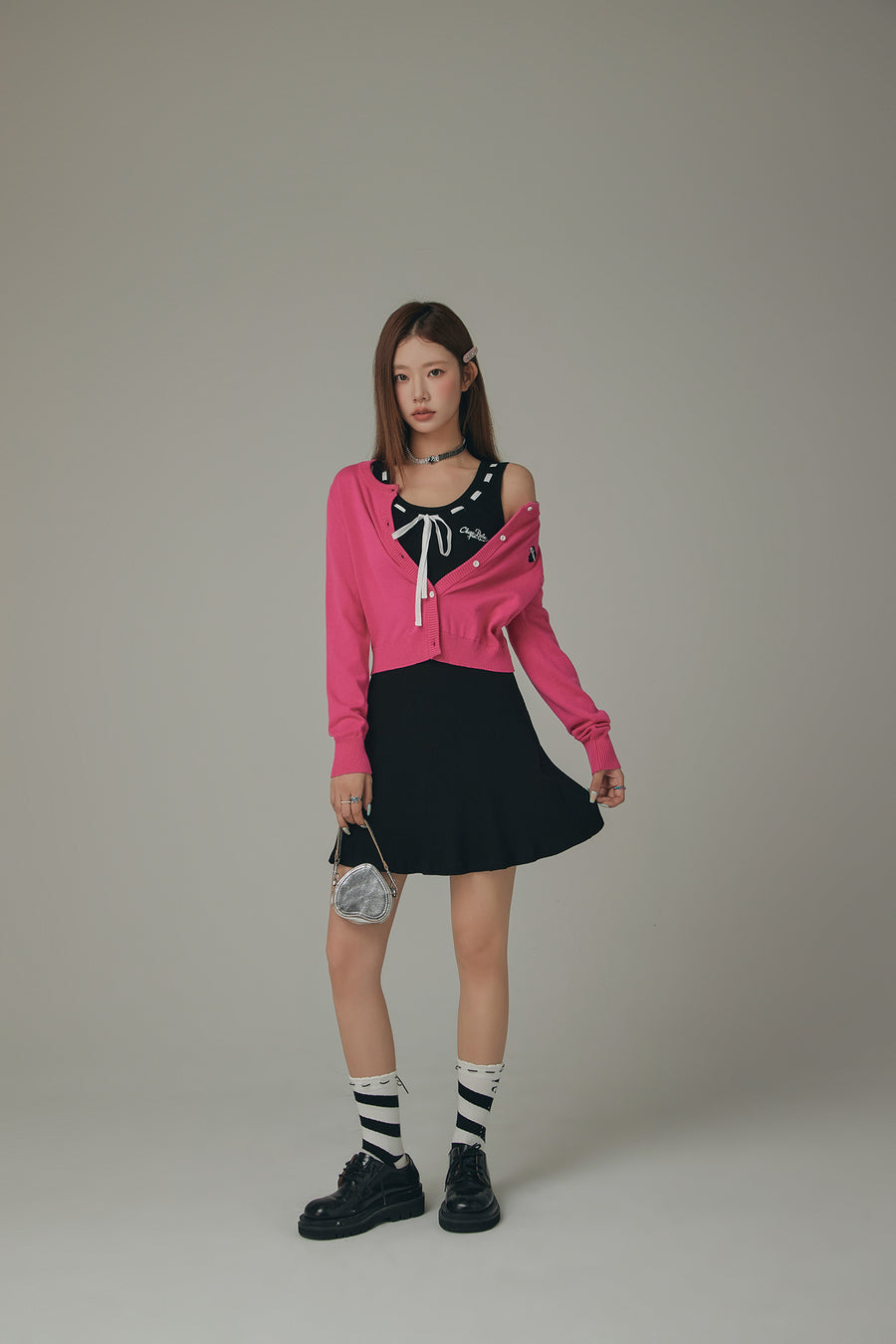CHUU Ribbon Tie Logo Sleeveless Dress