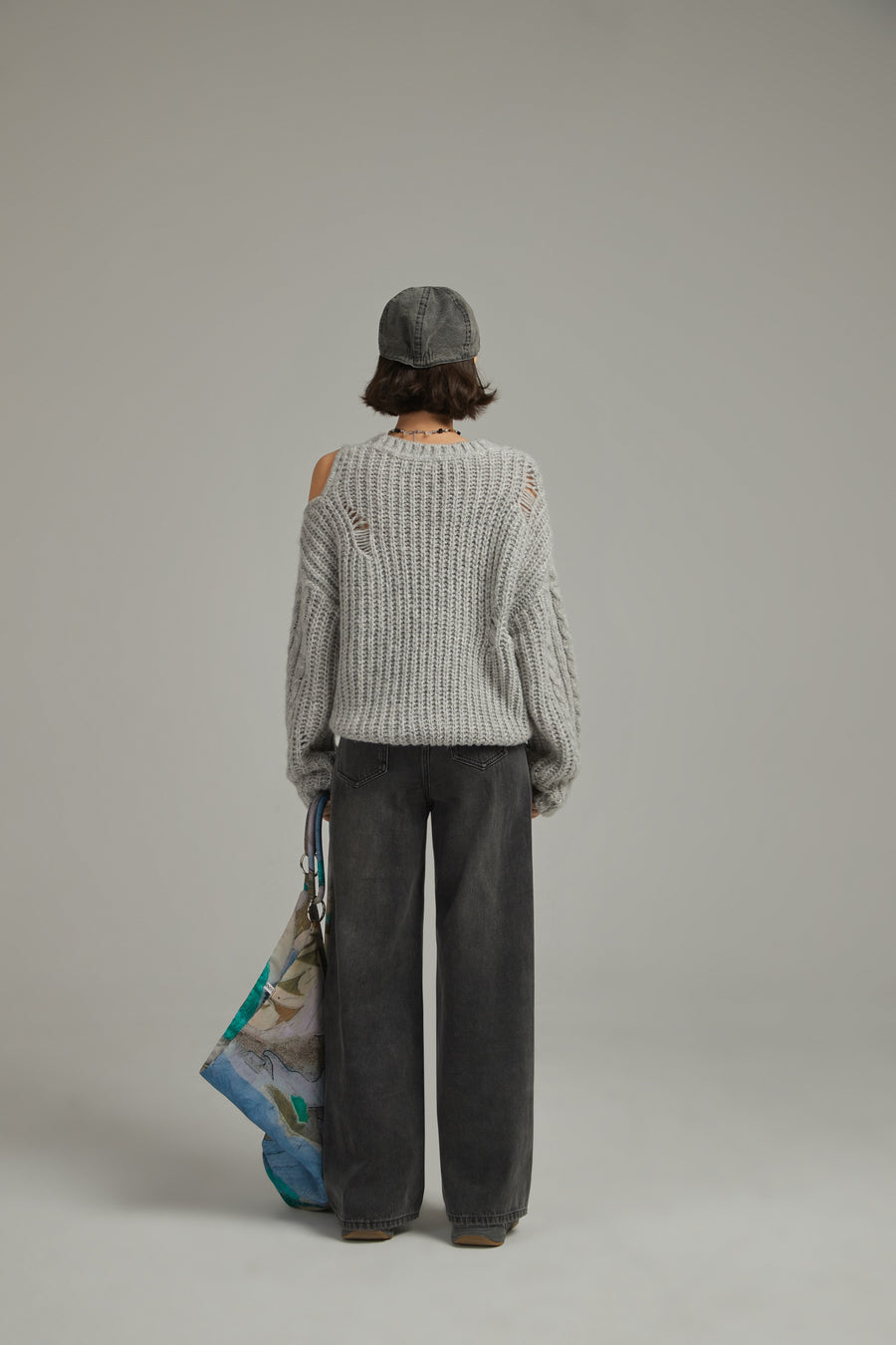 CHUU One Shoulder Twist Knit Sweater