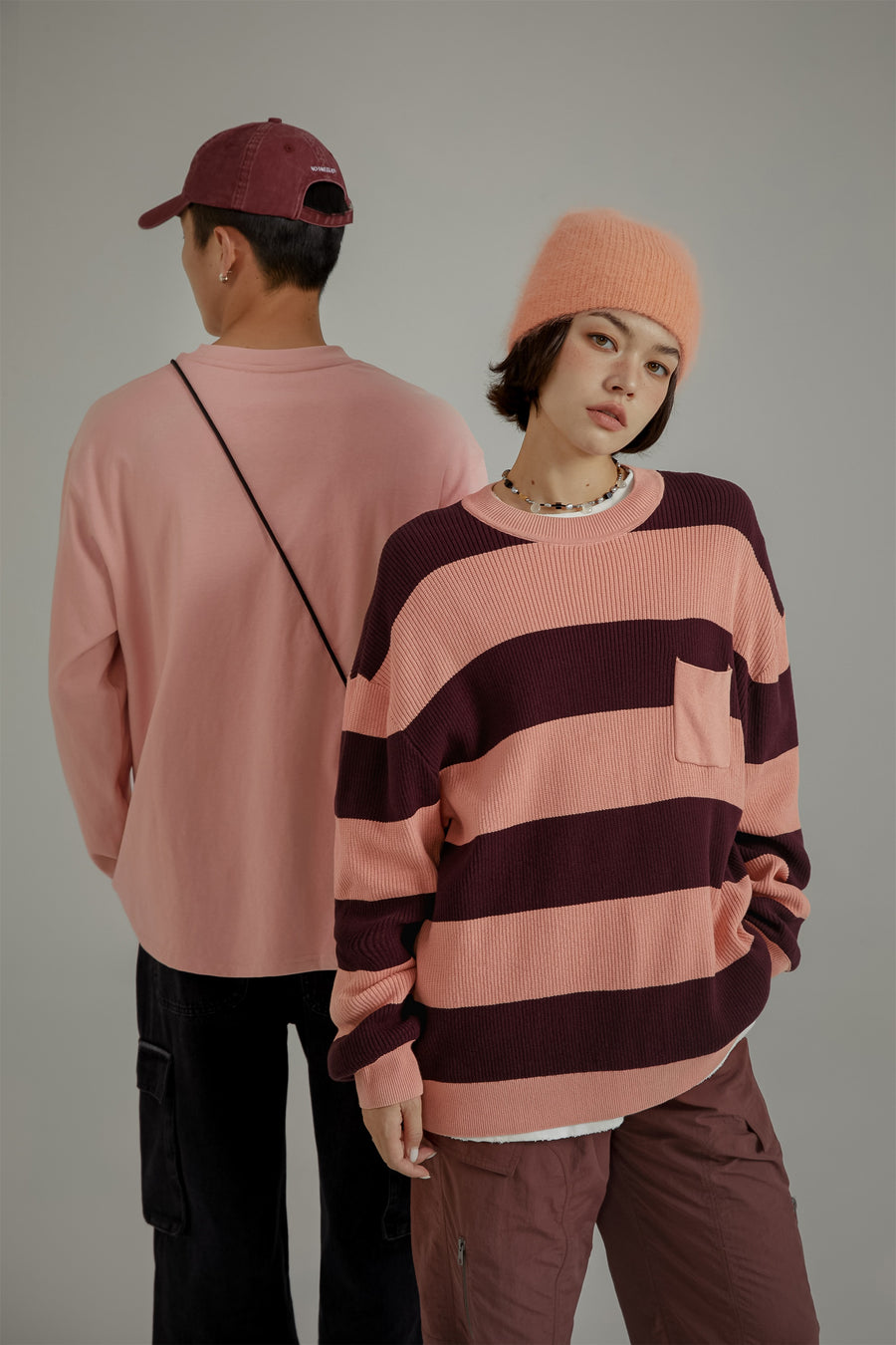 CHUU Color Pocket Stripe Knit Sweater