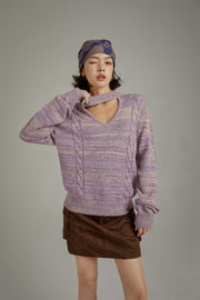 Front Cutout Loose Fit Knit Sweater