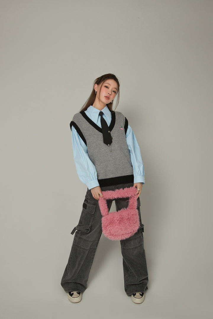 Color Matching Knit Vest