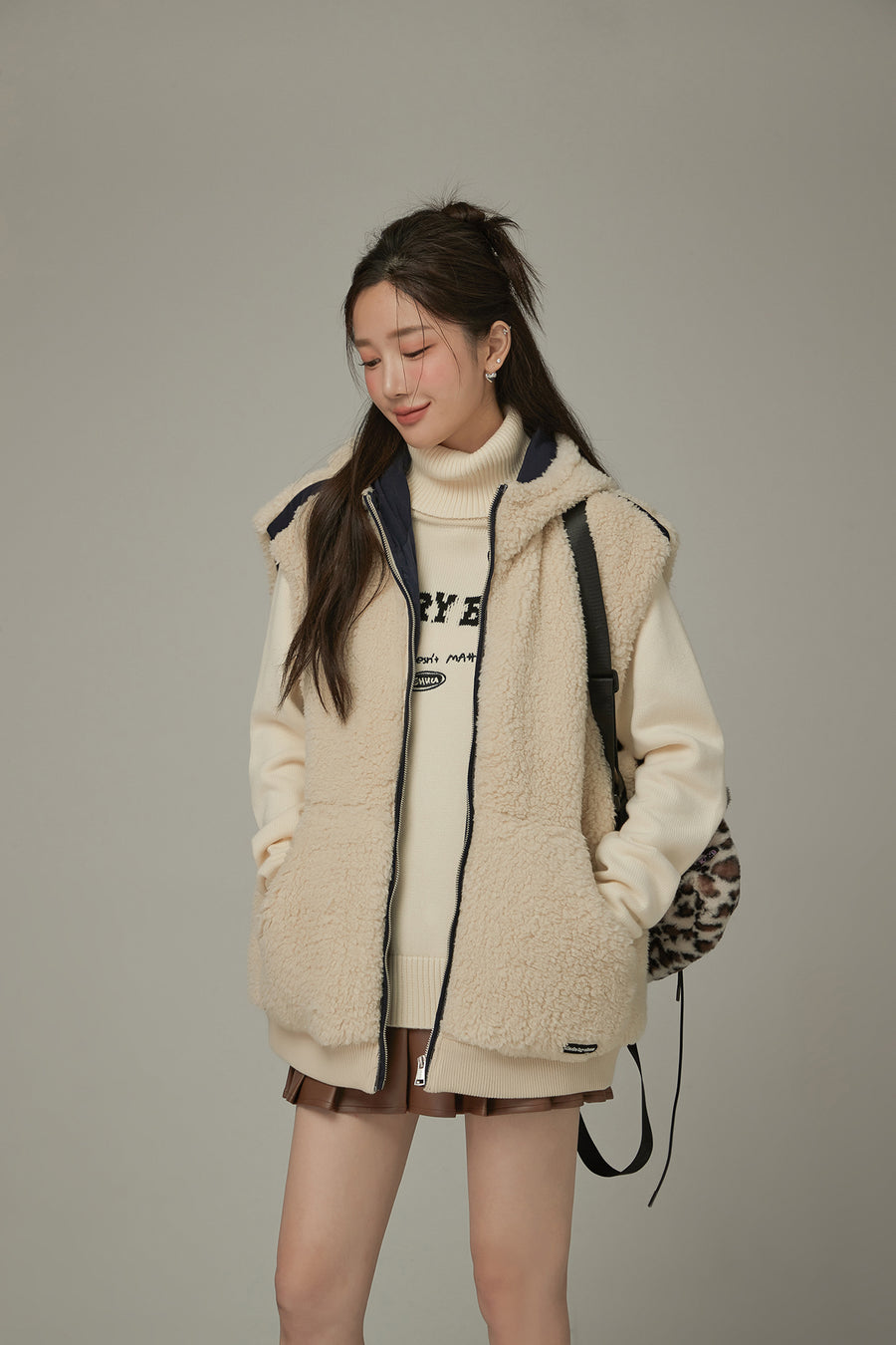 CHUU Fleece Vest Hooded Jacket