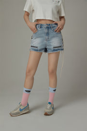 Chuu Lettering Color Band High Socks