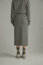 Slit Stripe Long Skirt