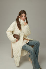 Collar Quilted Padded Long Coat