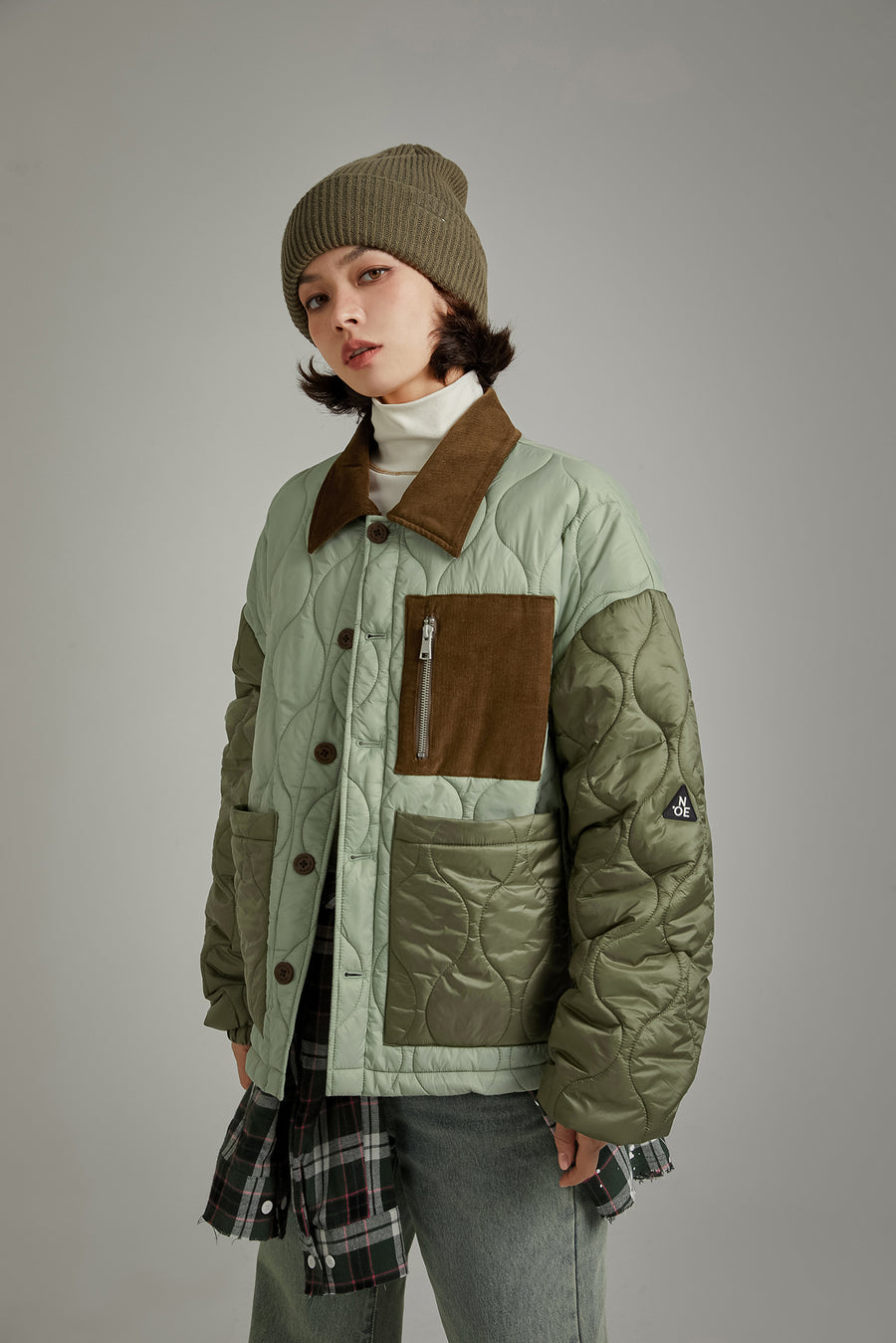 CHUU Color Matching Quilted Jacket