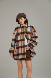 Multi Color Check Loose Fit Shacket