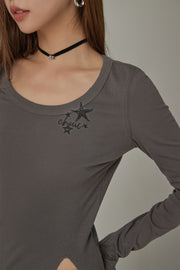 Star Slit Basic T-Shirt