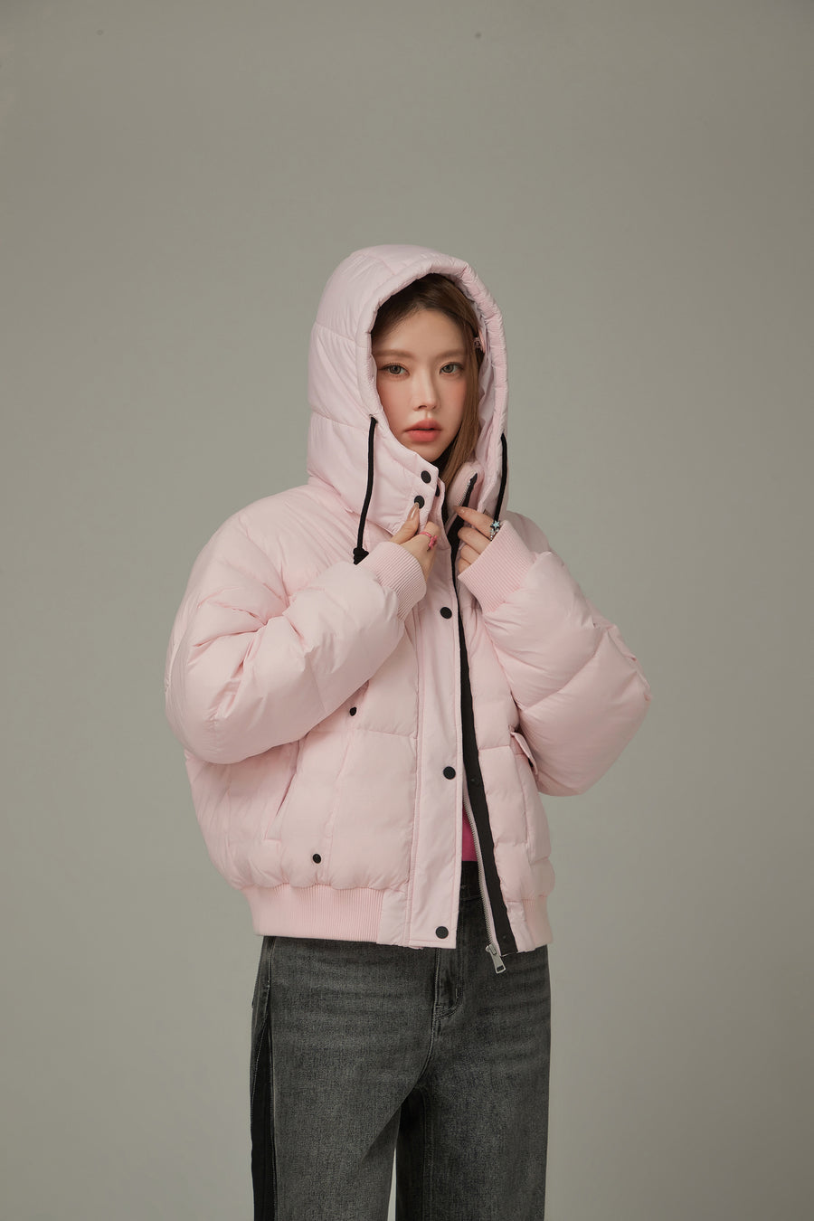 CHUU Color Loose Fit Hooded Padded Jacket