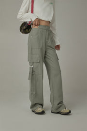 Pocket Straps Cargo Wide Pants