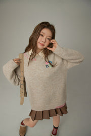 Logo Basic Loose Fit Knit Sweater