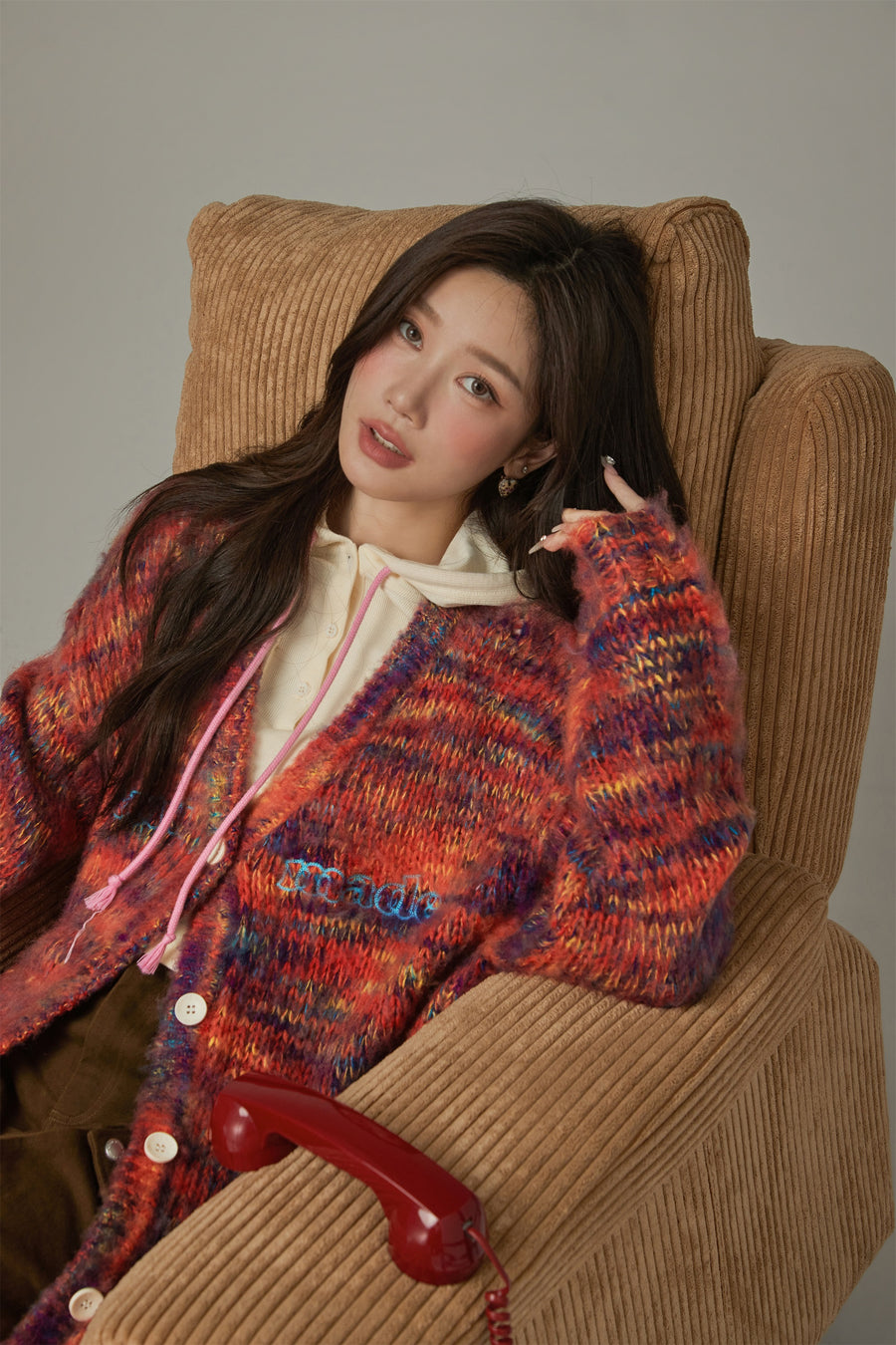 CHUU Rainbow Button Knit Cardigan