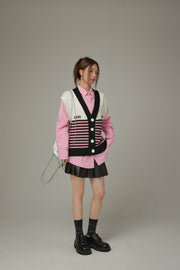 Multi Color Stripe Sleeveless Knit Vest