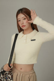 Polo Neck Crop Knit Top