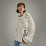 Knitted Design Slit Sweater