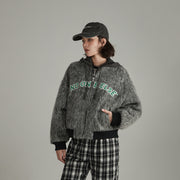 Fuzzy Logo Two Toned Jacket