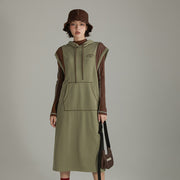 Logo Hooded Sleeveless Long Dress