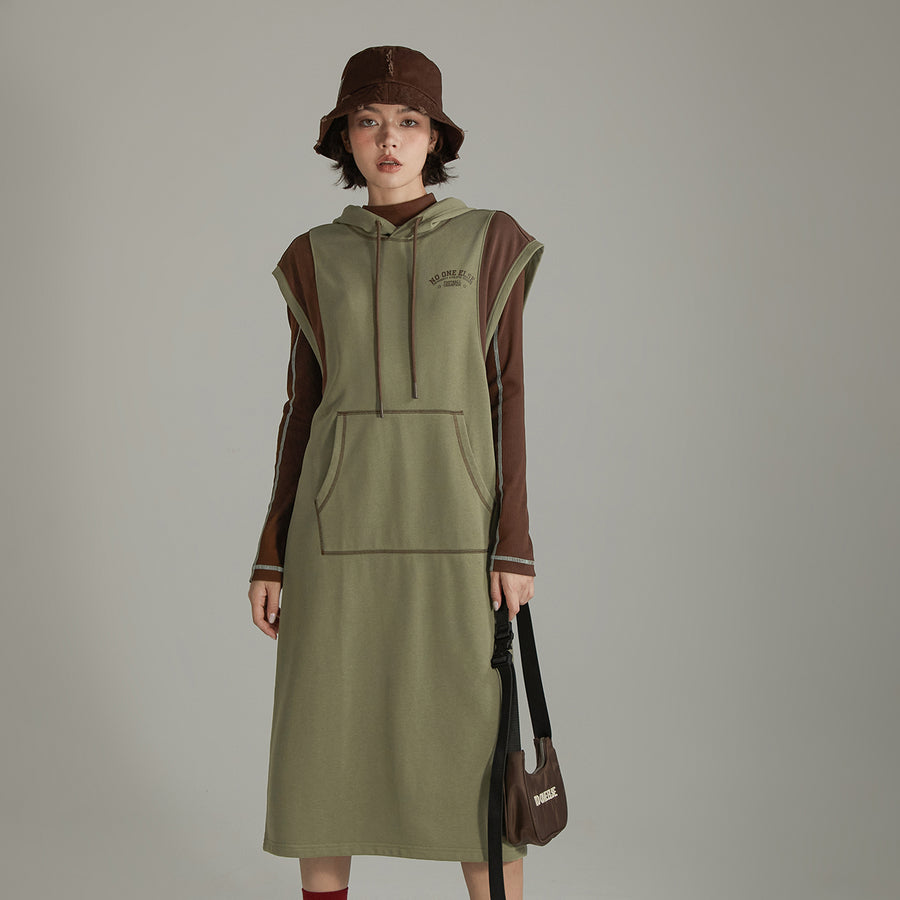 CHUU Logo Hooded Sleeveless Long Dress