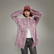 Checked Long Sleeve Boxy Shirt