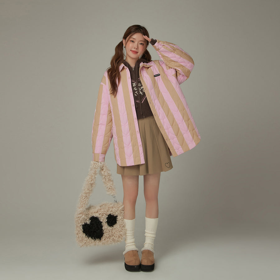 CHUU Striped Heart Quilted Jacket