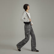 Brush Strokes Wide Grey Jeans