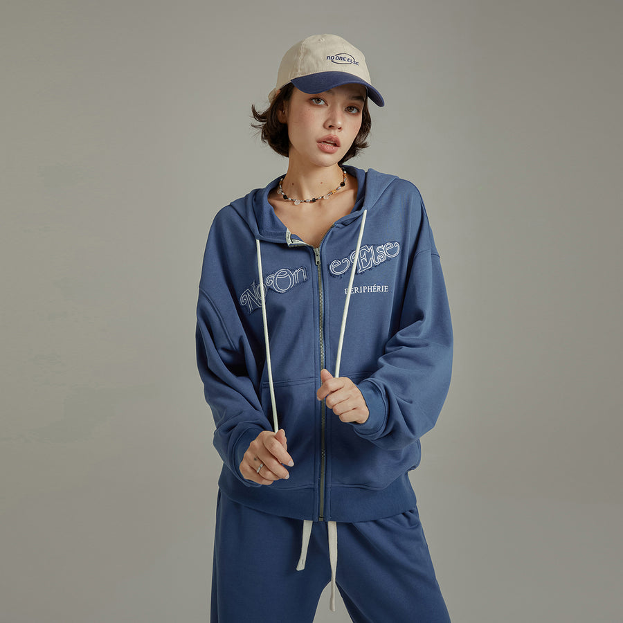 CHUU Loose Fit Hooded String Sporty Zip-Up