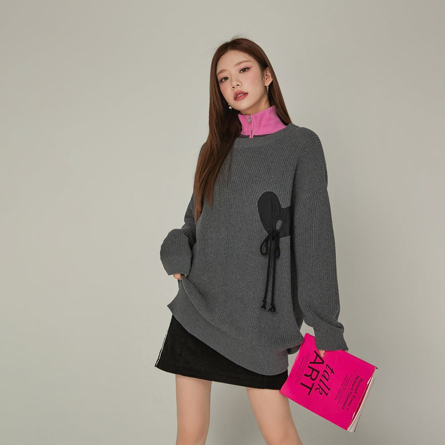 CHUU Heart String Loose Fit Knit Sweater