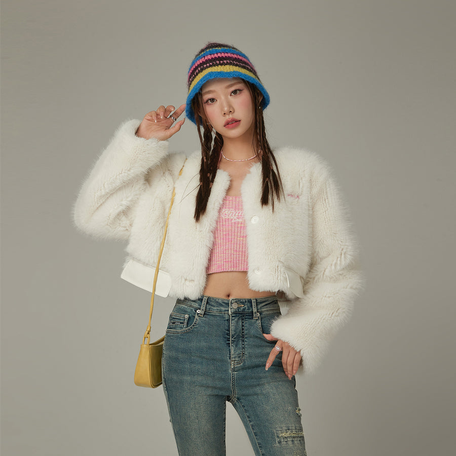 CHUU Faux Fur Crop Jacket