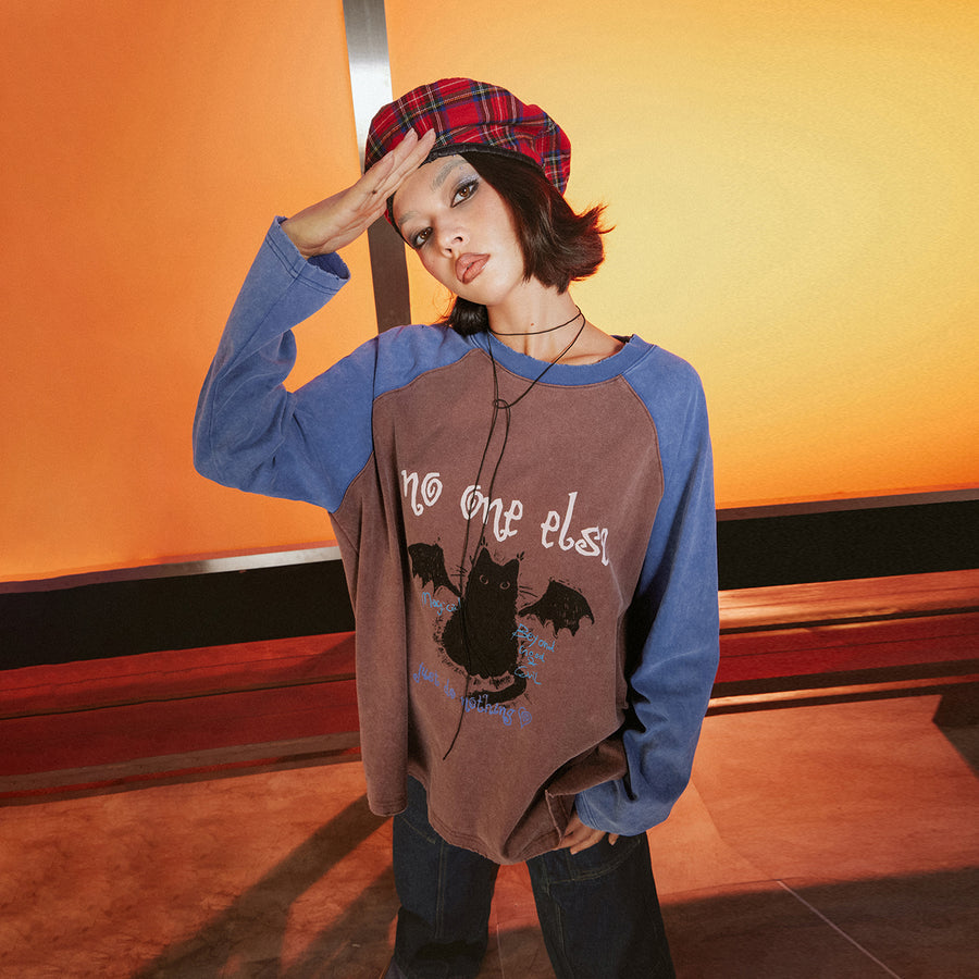 CHUU Winged Cat Character Raglan T-Shirt