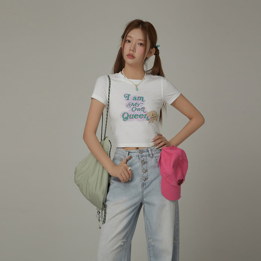 CHUU My Own Queen Printed Short Sleeve Slim T-Shirt