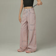 Wide Waist Band Straight Jeans