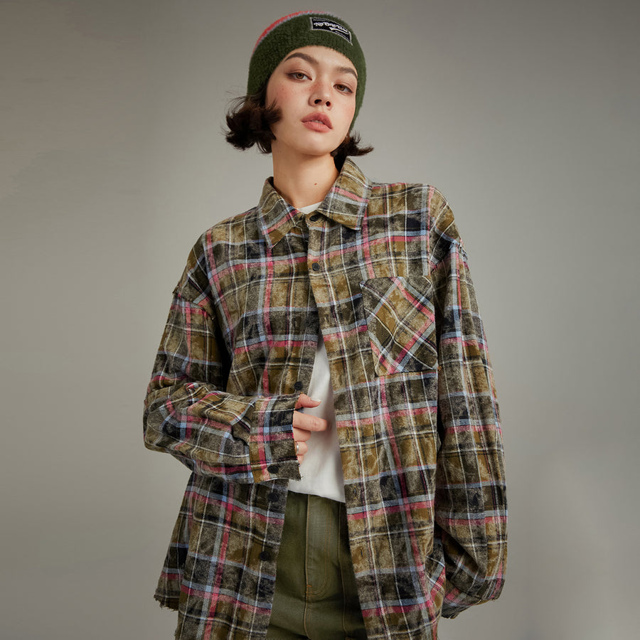 CHUU Vintage Check Long Sleeve Shirt