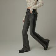 High Waist Frayed Bootcut Denim Jeans