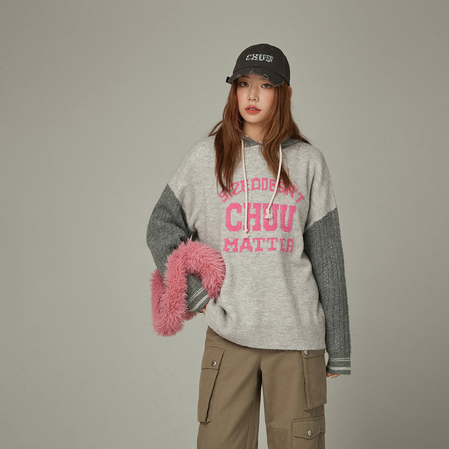 CHUU Color Combination Hood Knit Sweater