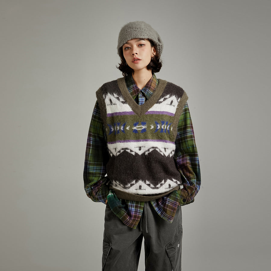 CHUU Pattern Color Knit Vest