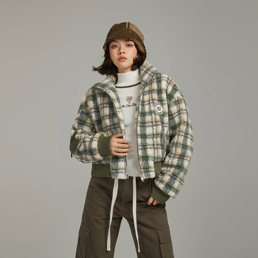 CHUU Checked Fleece Jacket