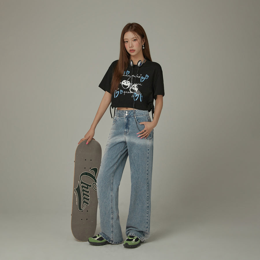 CHUU Heart Cherry Boxy Crop Loosefit T-Shirt