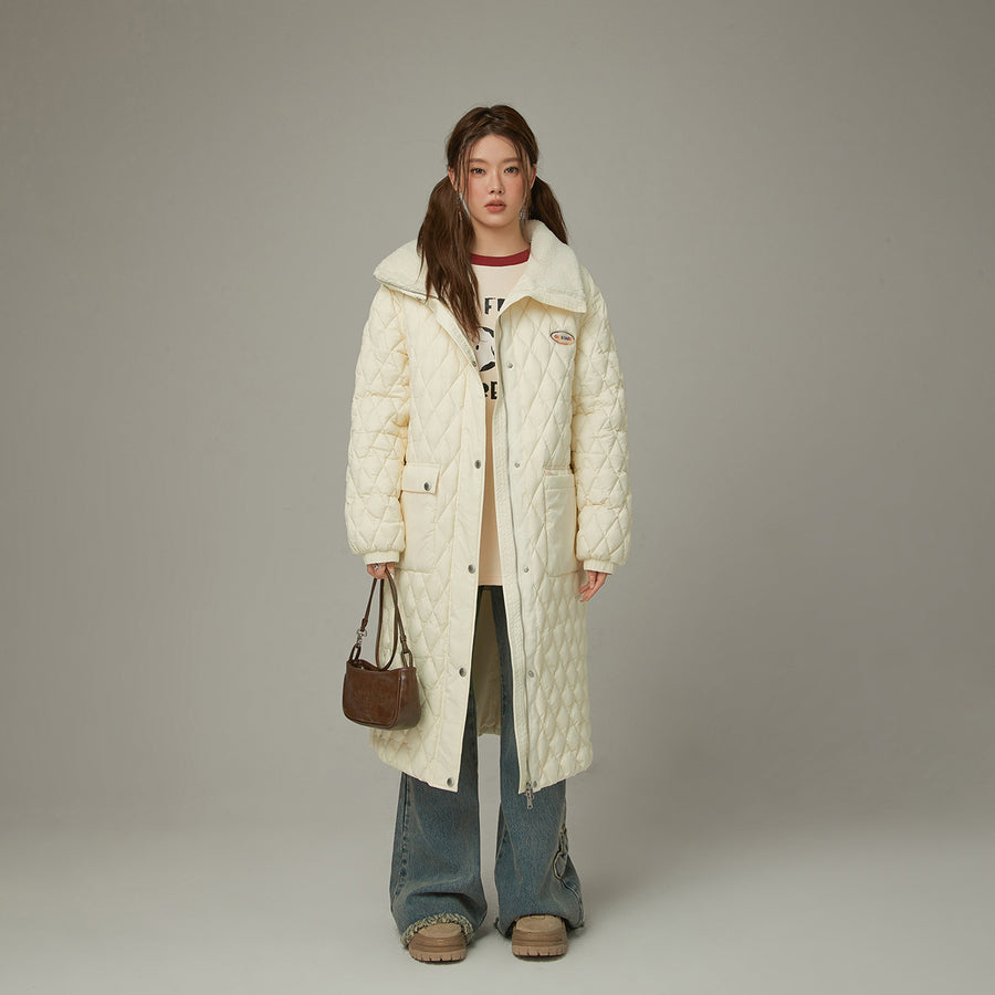 CHUU Collar Quilted Padded Long Coat