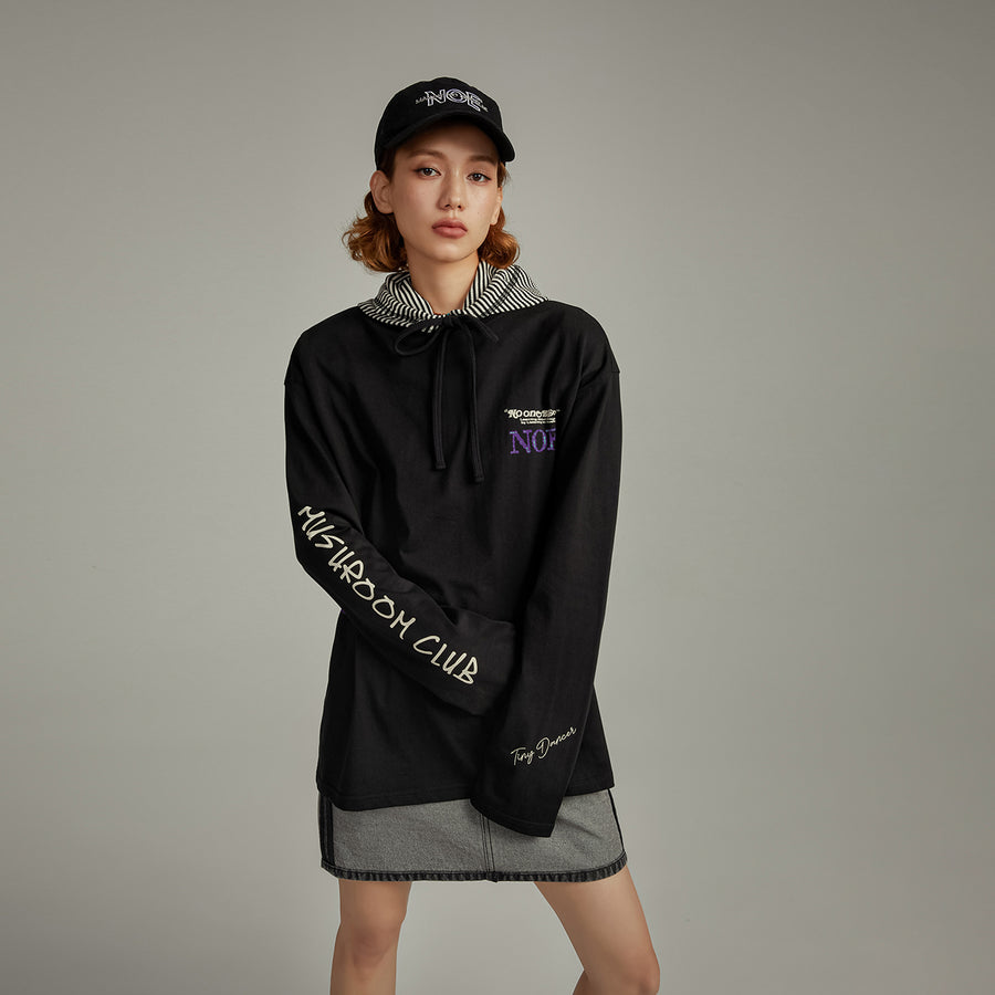 CHUU Mushroom Club Lettering Long Sleeve T-Shirt