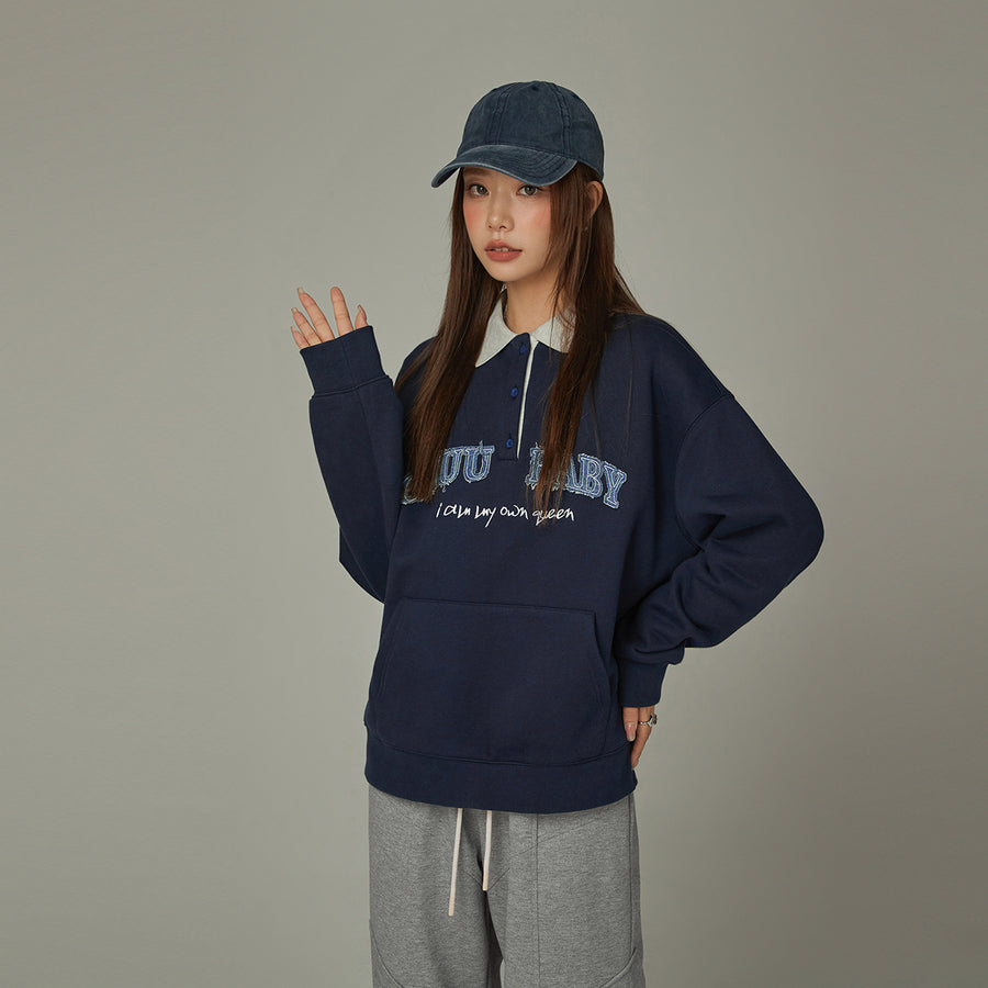 CHUU Polo Neck Boxy Sweatshirt