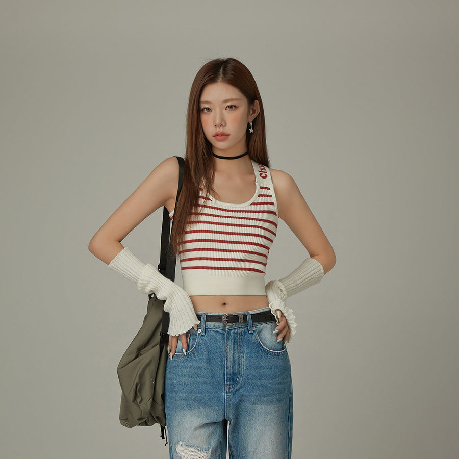 CHUU Striped Crop Sleeveless Top