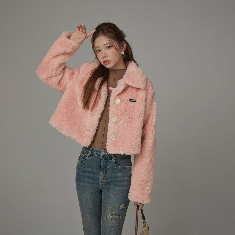 CHUU Fleece Collar Button Jacket