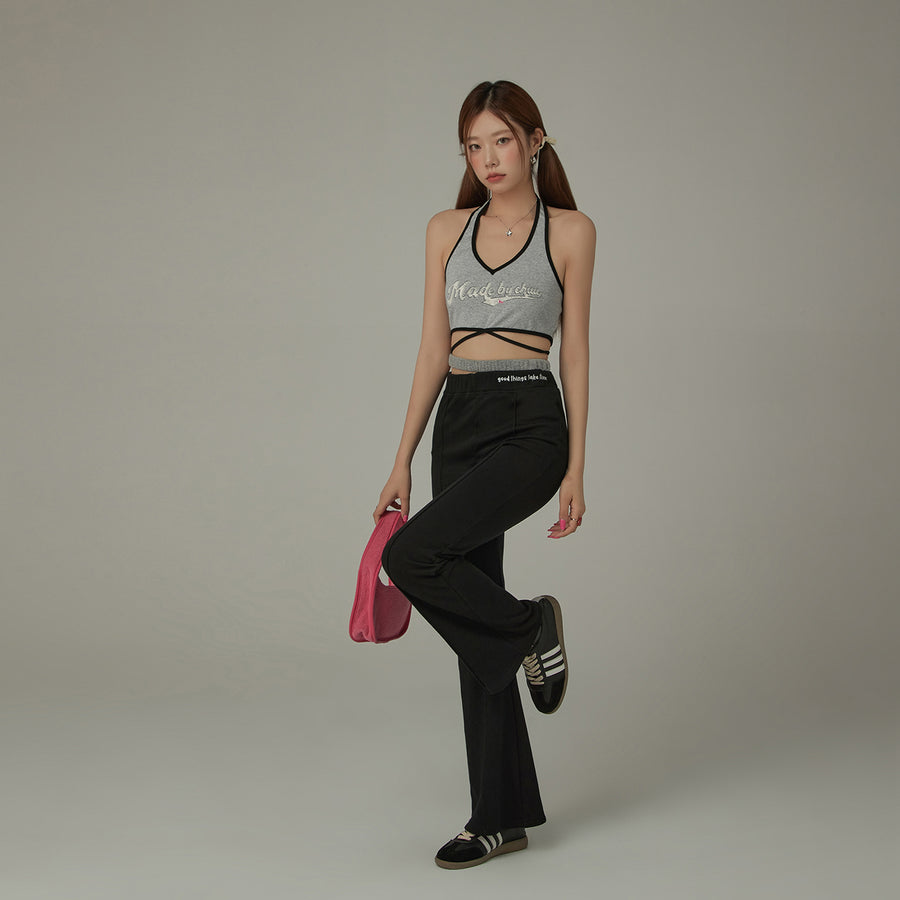 CHUU Waist Slit Casual Bootcut Pants