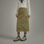 Elastic Waist String Shirring Skirt